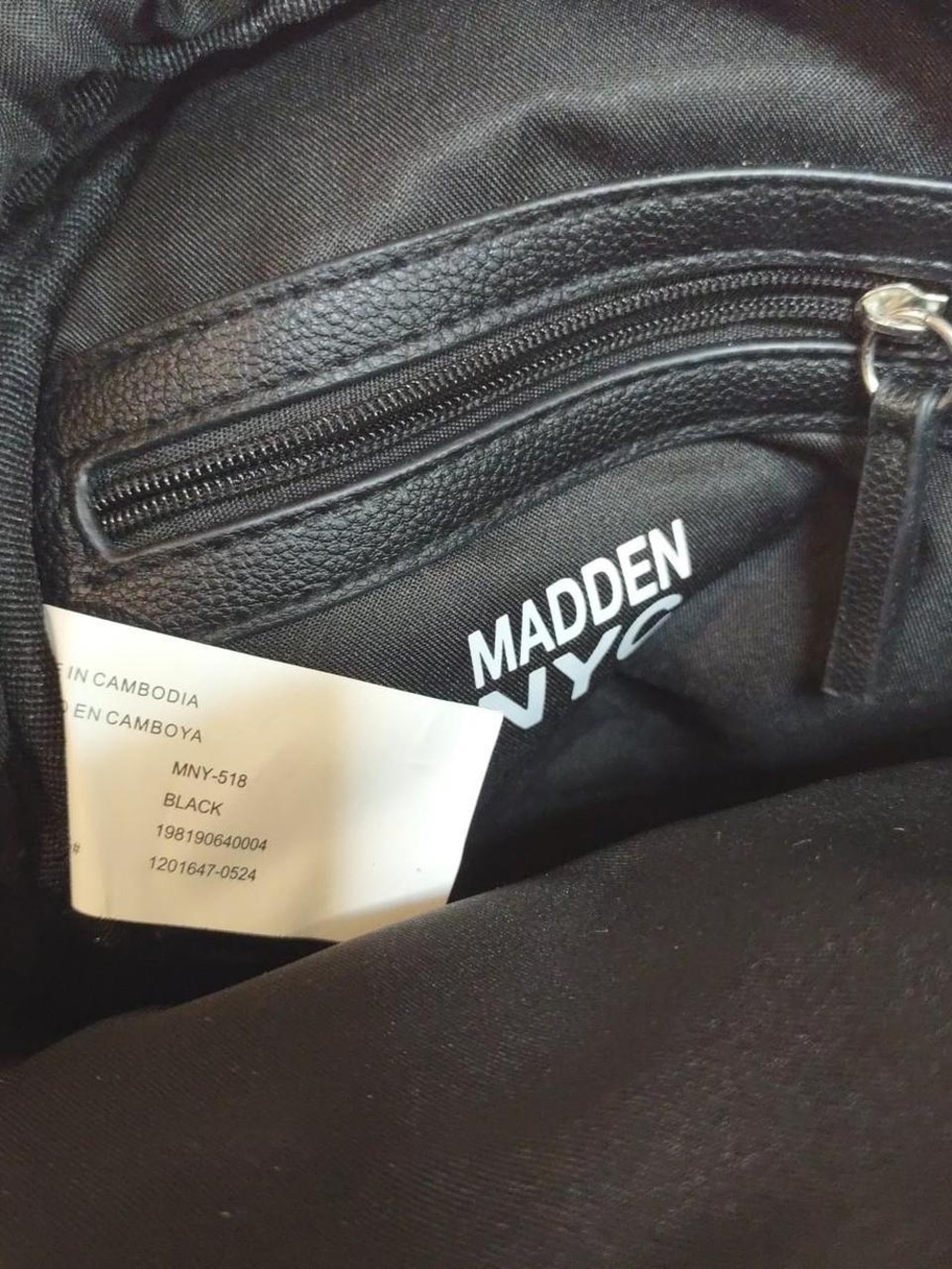 Madden NYC Black Mini Crossbody Sling Canvas Bag w Zippers - Picture 6 of 8